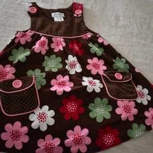 Bonnie Jean Corduroy Jumper 2T Floral Pockets Buttons